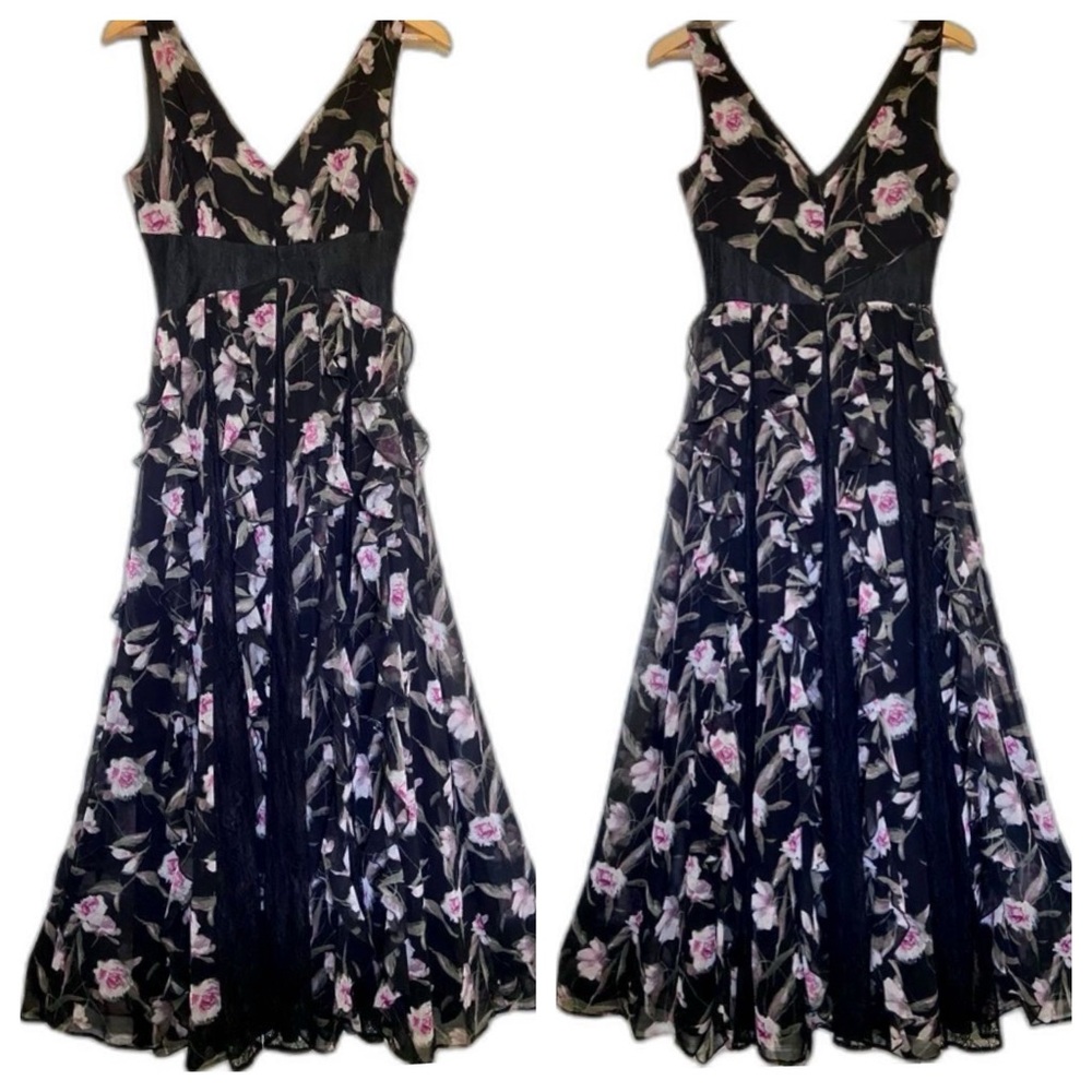 WHBM Floral Ruffle Maxi Dress